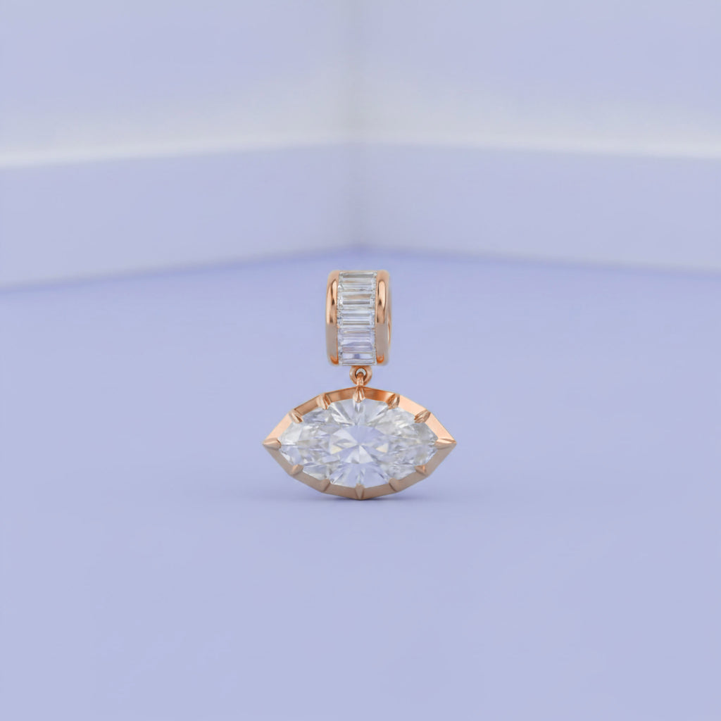 3.75 CTW Luxury Marquise Step-Cut Lab Grown Diamond Charm Pendant