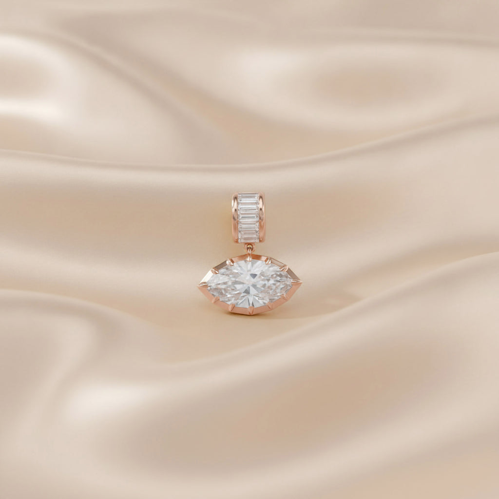 3.75 CTW Luxury Marquise Step-Cut Lab Grown Diamond Charm Pendant