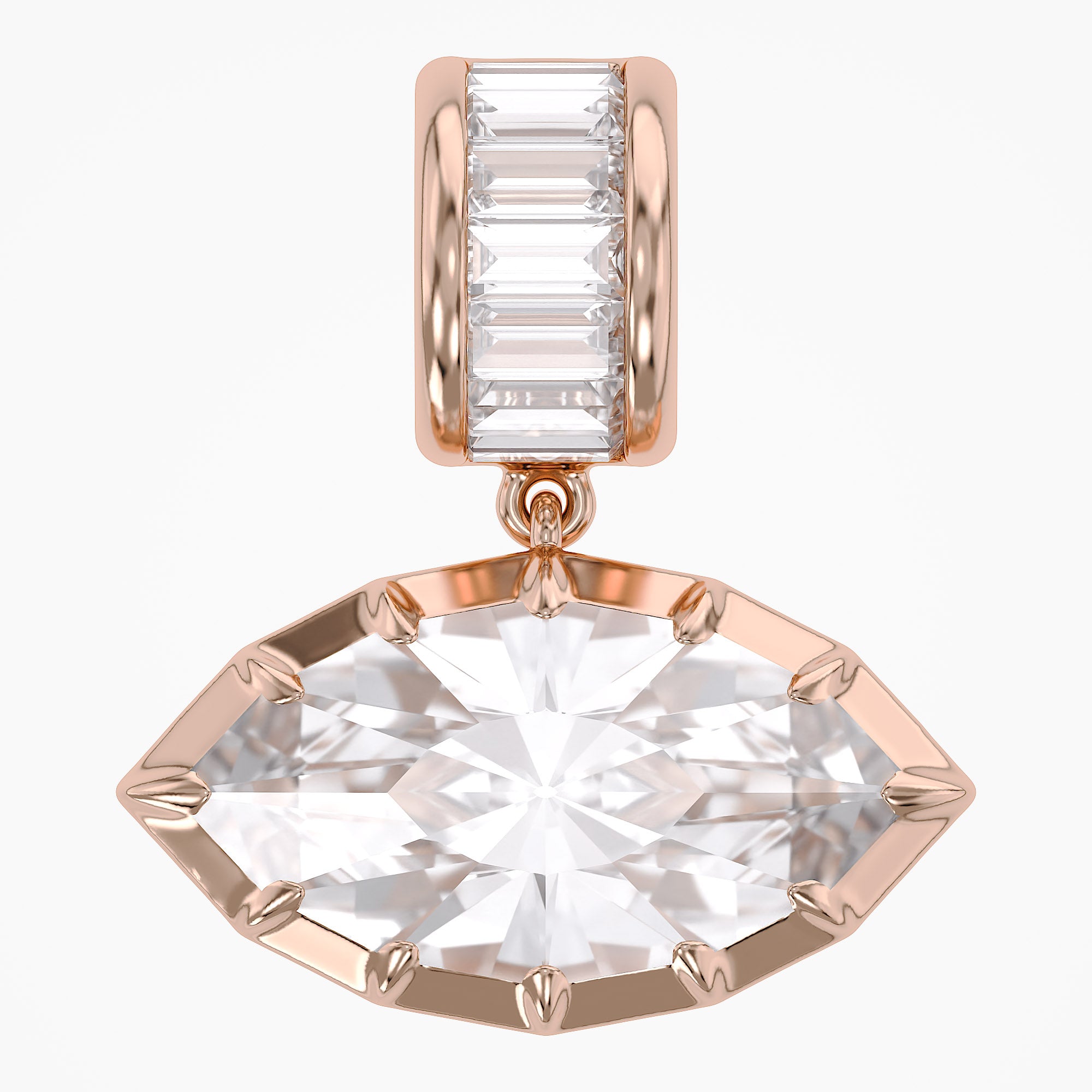 3.75 CTW Luxury Marquise Step-Cut Lab Grown Diamond Charm Pendant