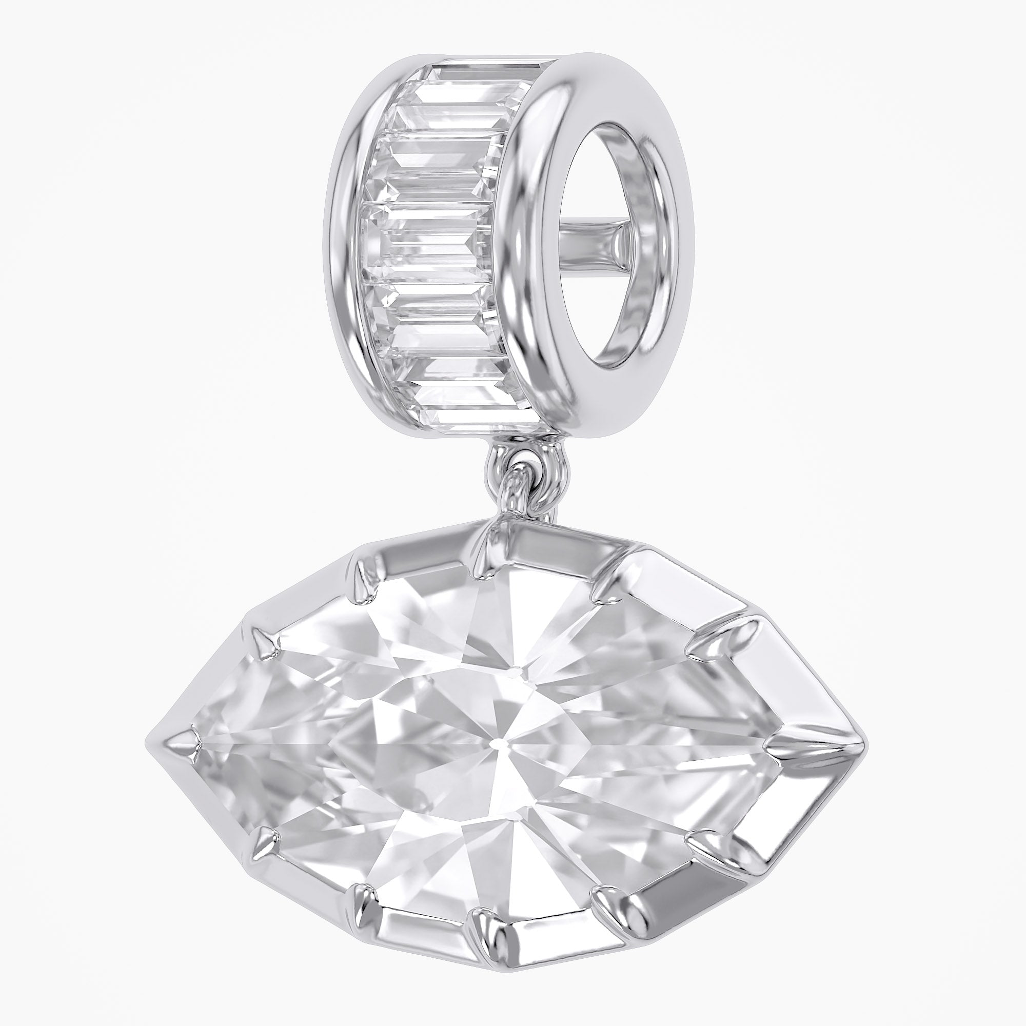 3.75 CTW Luxury Marquise Step-Cut Lab Grown Diamond Charm Pendant