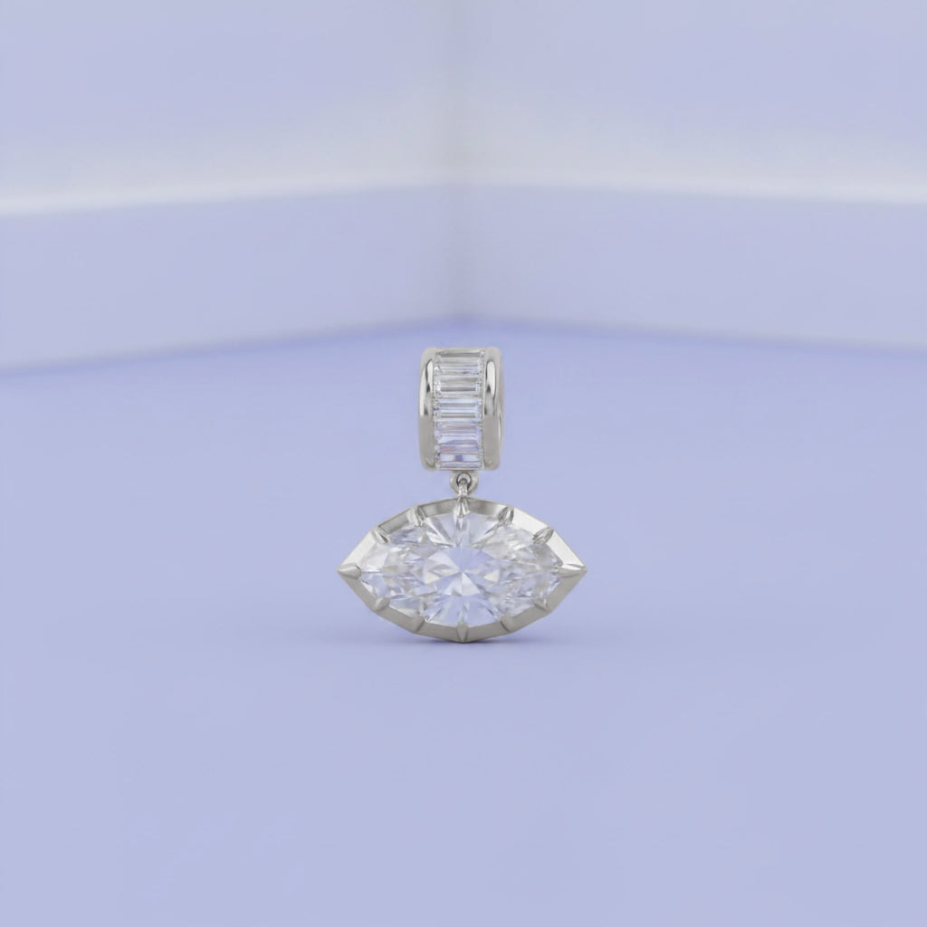 3.75 CTW Luxury Marquise Step-Cut Lab Grown Diamond Charm Pendant