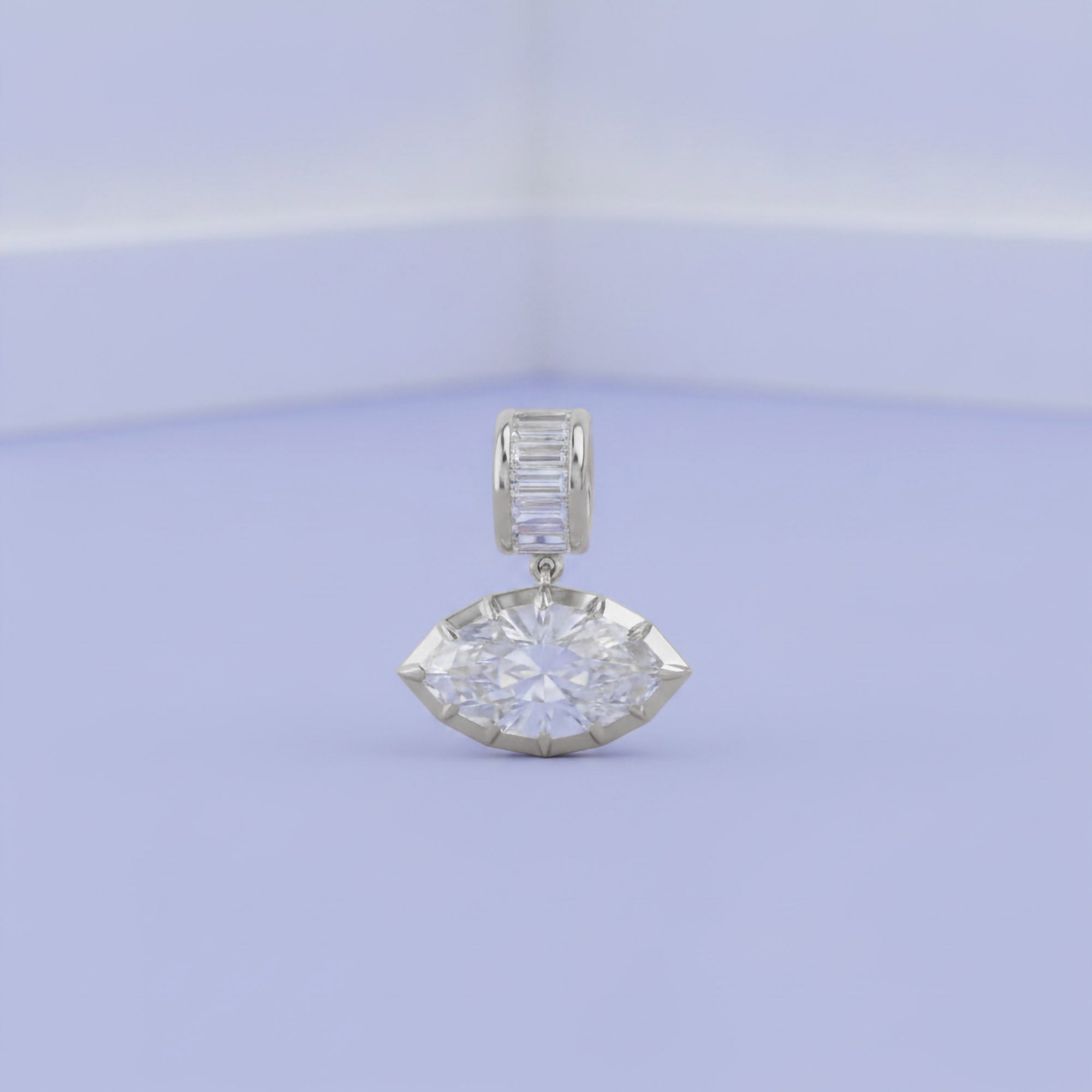 3.75 CTW Luxury Marquise Step-Cut Lab Grown Diamond Charm Pendant