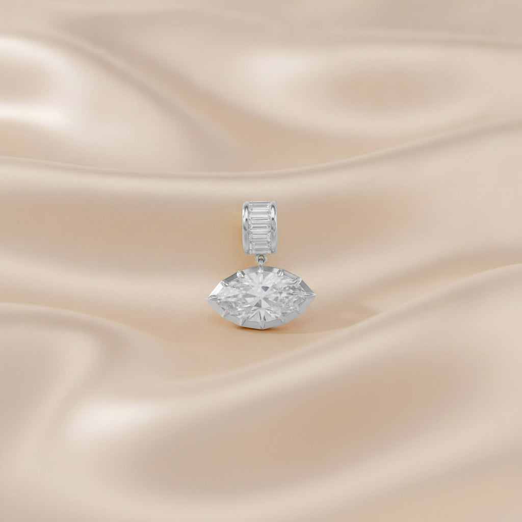 3.75 CTW Luxury Marquise Step-Cut Lab Grown Diamond Charm Pendant