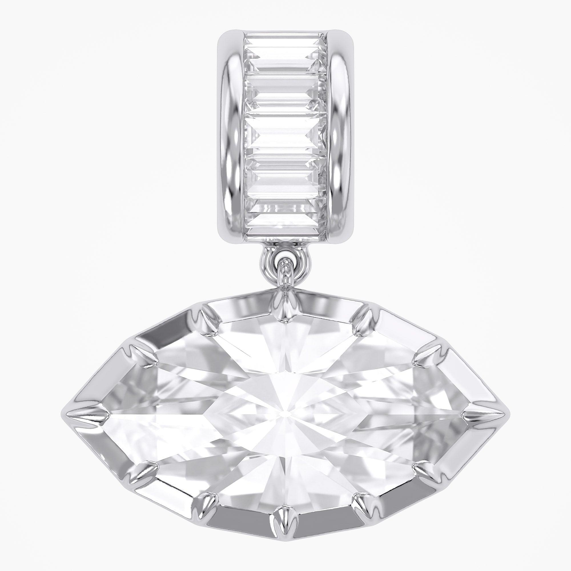 3.75 CTW Luxury Marquise Step-Cut Lab Grown Diamond Charm Pendant