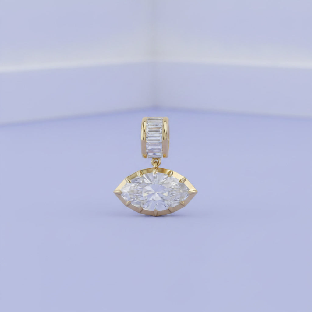 3.75 CTW Luxury Marquise Step-Cut Lab Grown Diamond Charm Pendant