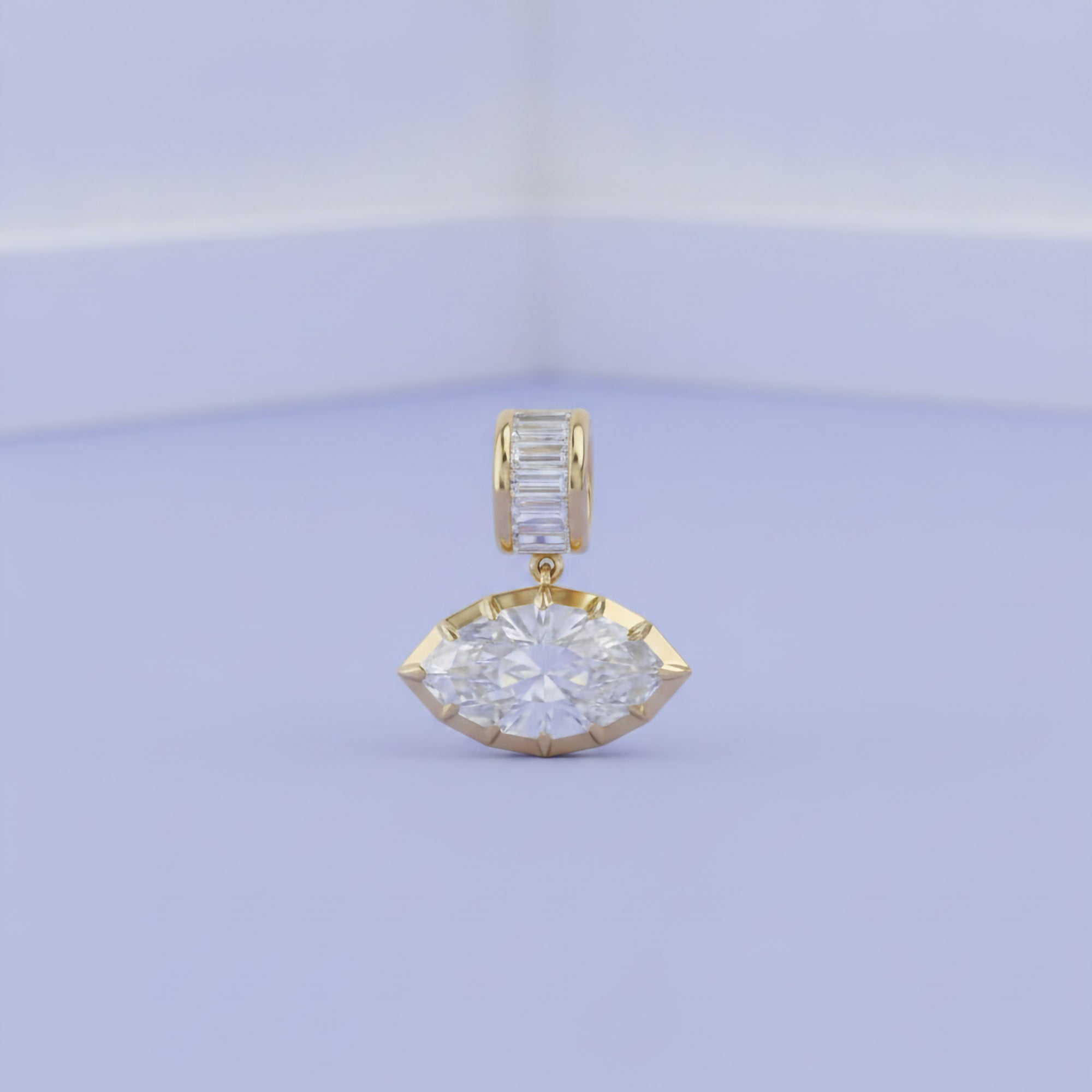3.75 CTW Luxury Marquise Step-Cut Lab Grown Diamond Charm Pendant