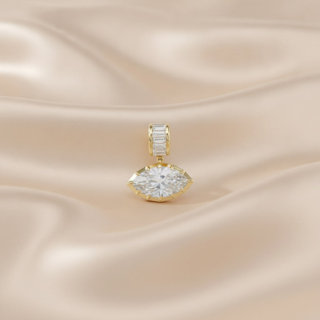 3.75 CTW Luxury Marquise Step-Cut Lab Grown Diamond Charm Pendant