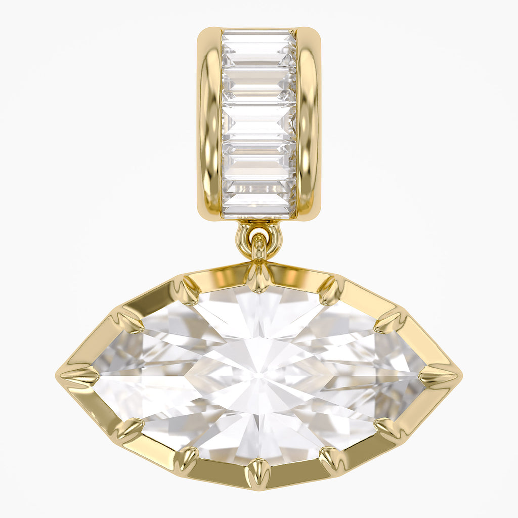 3.75 CTW Luxury Marquise Step-Cut Lab Grown Diamond Charm Pendant