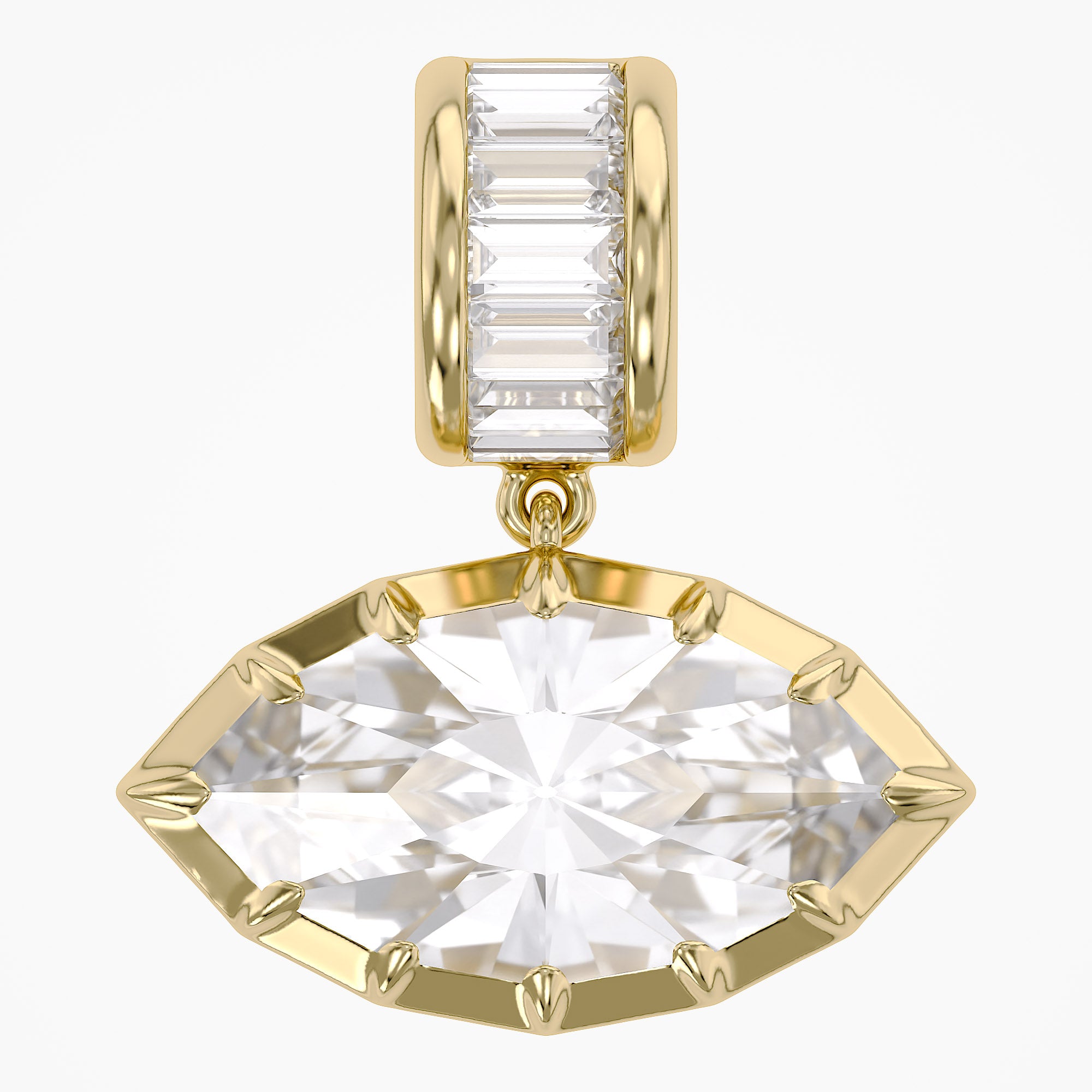3.75 CTW Luxury Marquise Step-Cut Lab Grown Diamond Charm Pendant