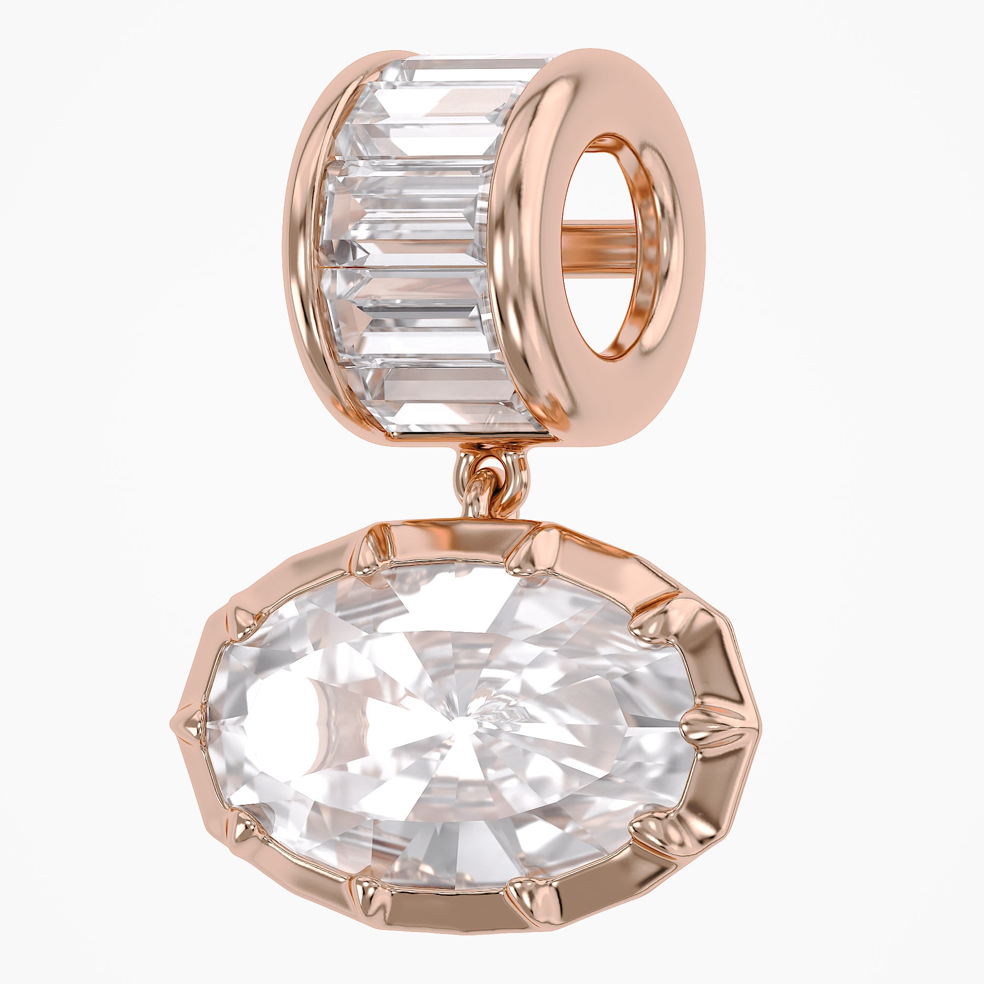 3.75 CTW Oval Cut Lab Grown Diamond Charm Pendant
