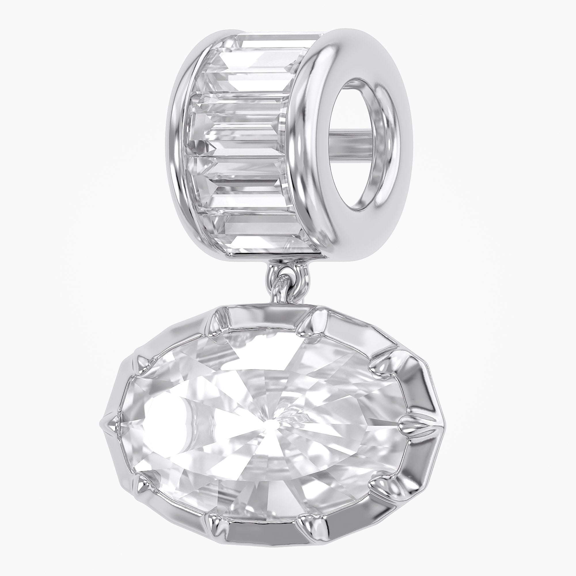 3.75 CTW Oval Cut Lab Grown Diamond Charm Pendant