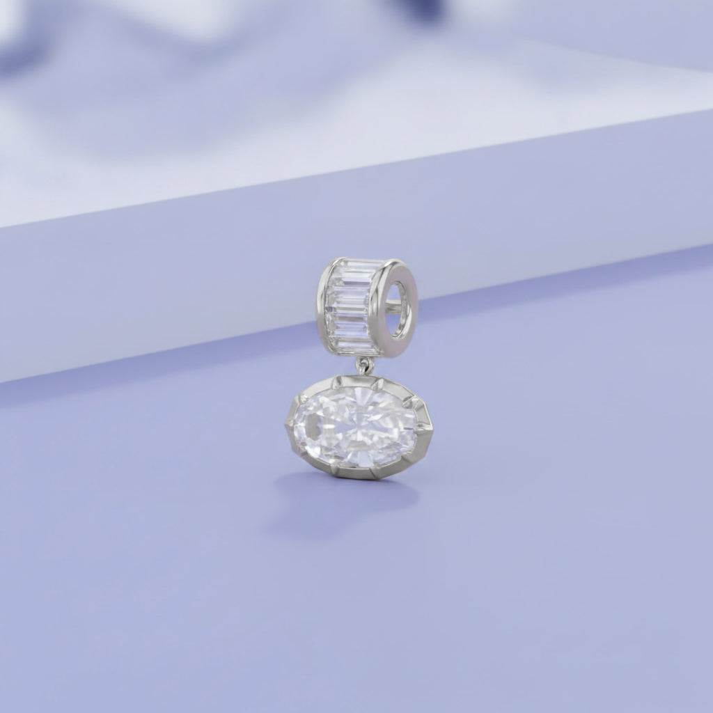 3.75 CTW Oval Cut Lab Grown Diamond Charm Pendant
