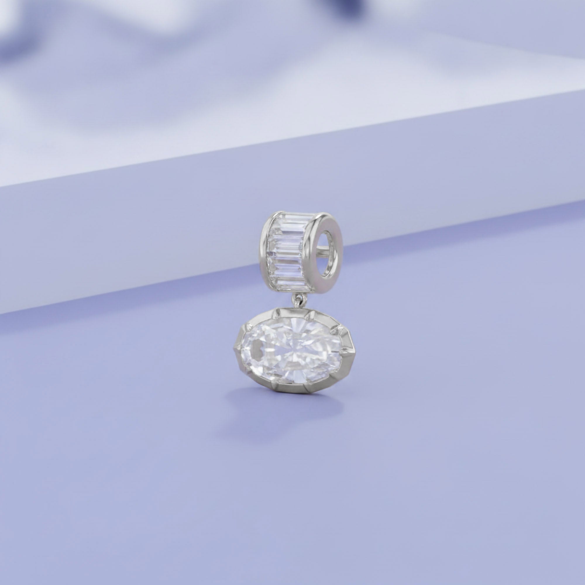 3.75 CTW Oval Cut Lab Grown Diamond Charm Pendant