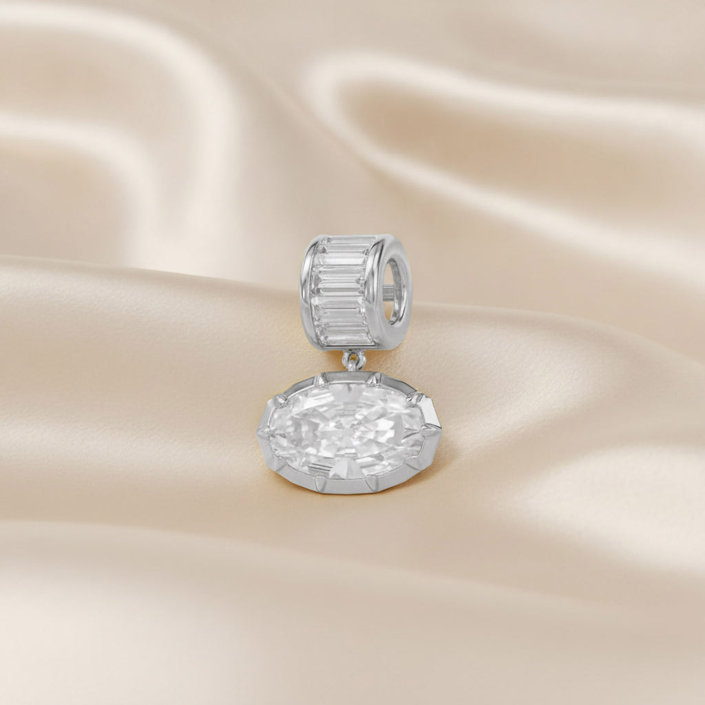 3.75 CTW Oval Cut Lab Grown Diamond Charm Pendant