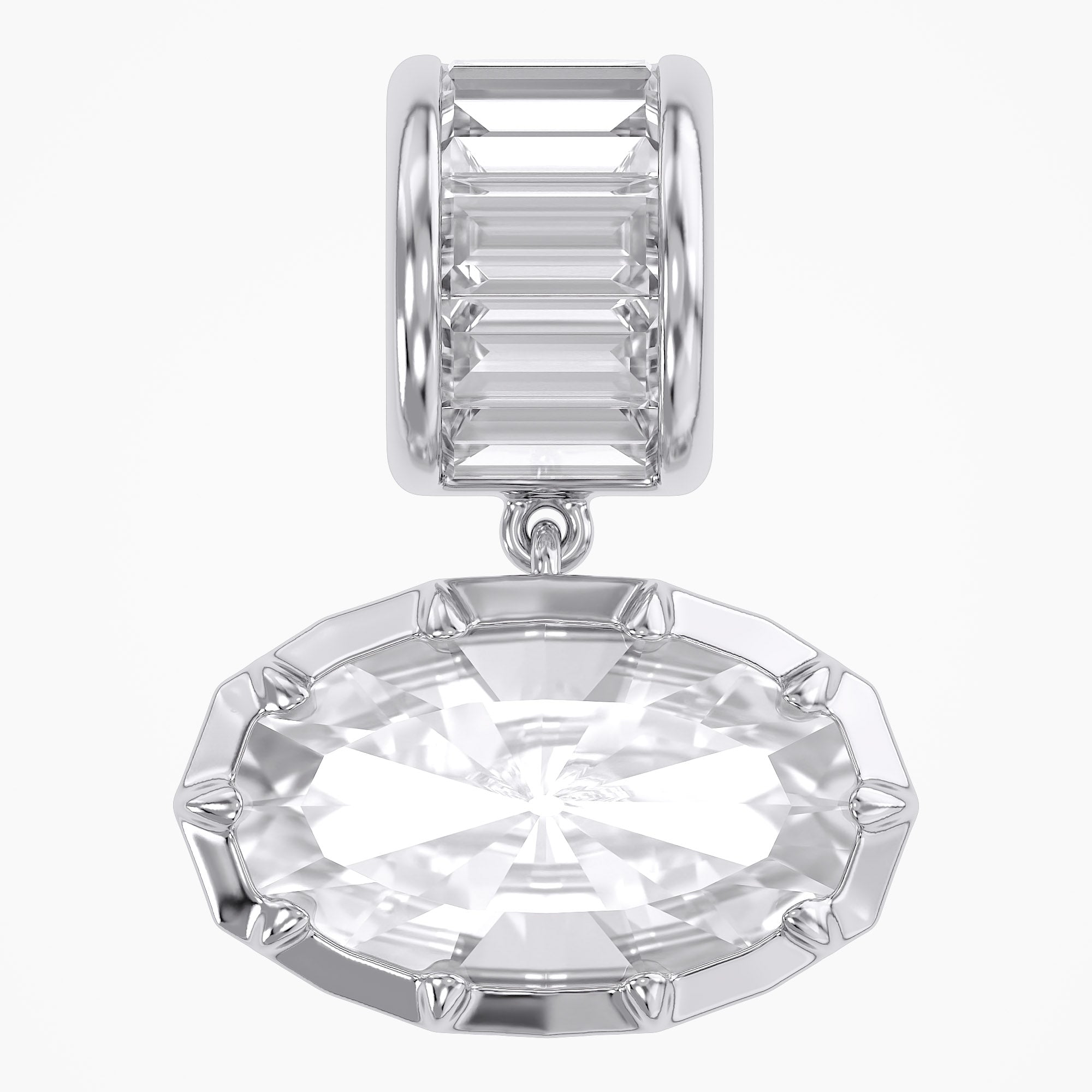 3.75 CTW Oval Cut Lab Grown Diamond Charm Pendant