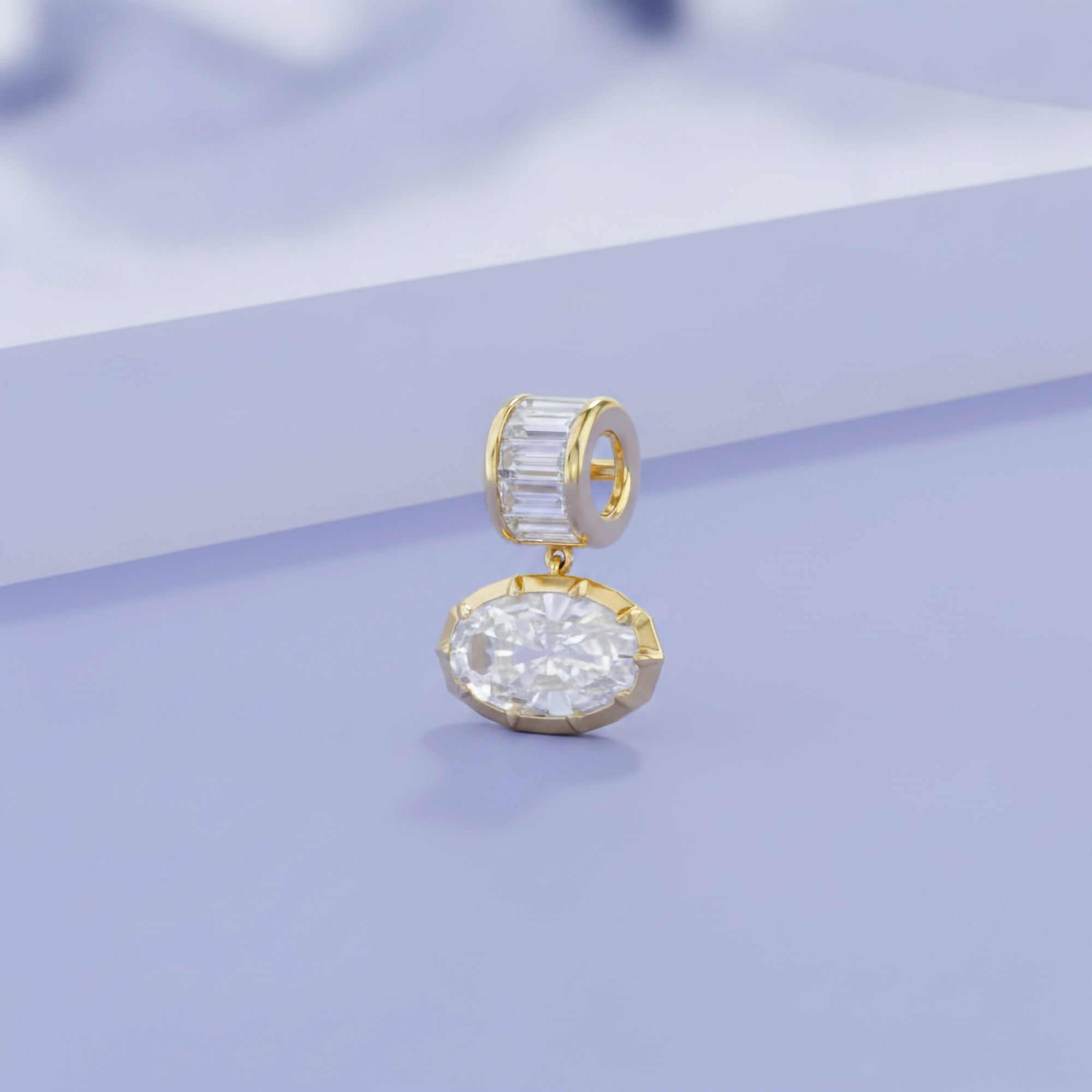 3.75 CTW Oval Cut Lab Grown Diamond Charm Pendant