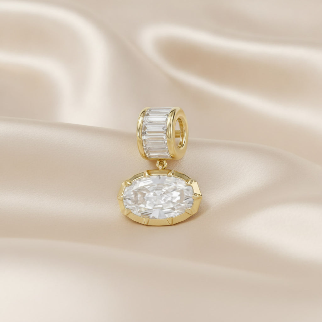 3.75 CTW Oval Cut Lab Grown Diamond Charm Pendant
