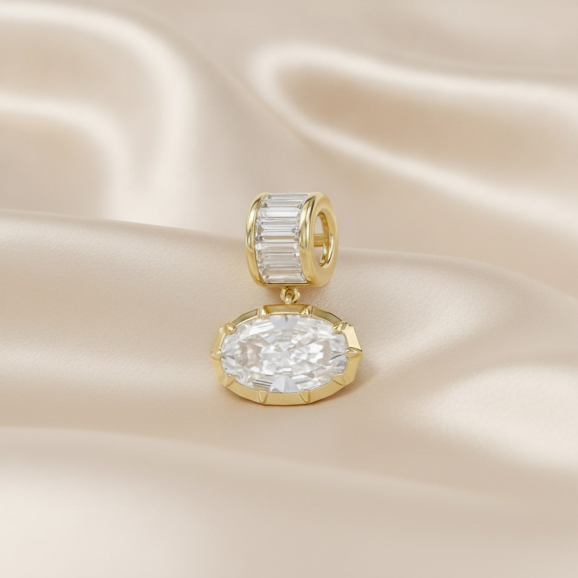 3.75 CTW Oval Cut Lab Grown Diamond Charm Pendant