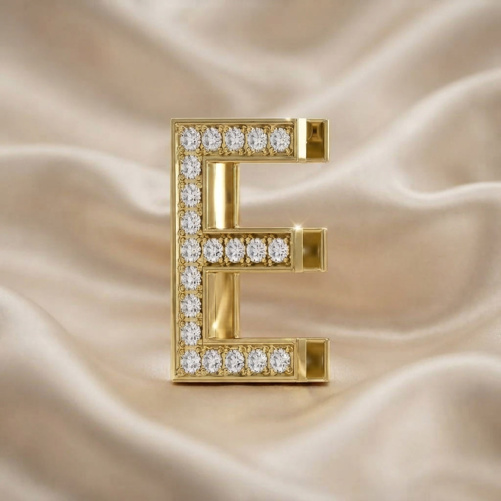 0.65 CTW Round Cut Lab Grown Diamond "E" Initial Letter Pendant