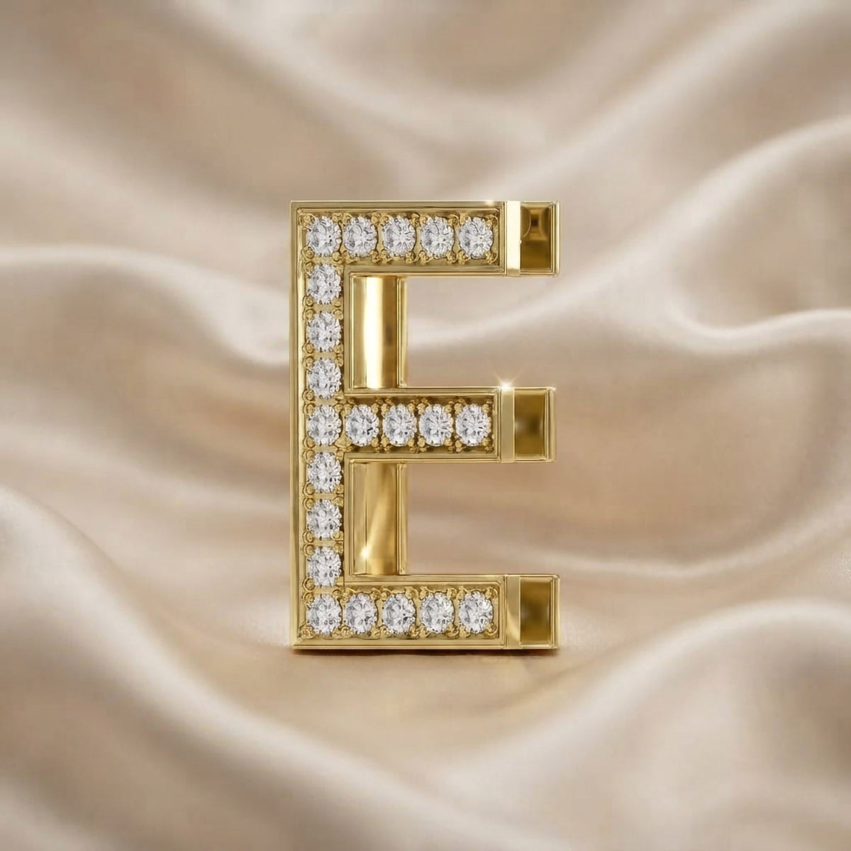 0.65 CTW Round Cut Lab Grown Diamond "E" Initial Letter Pendant
