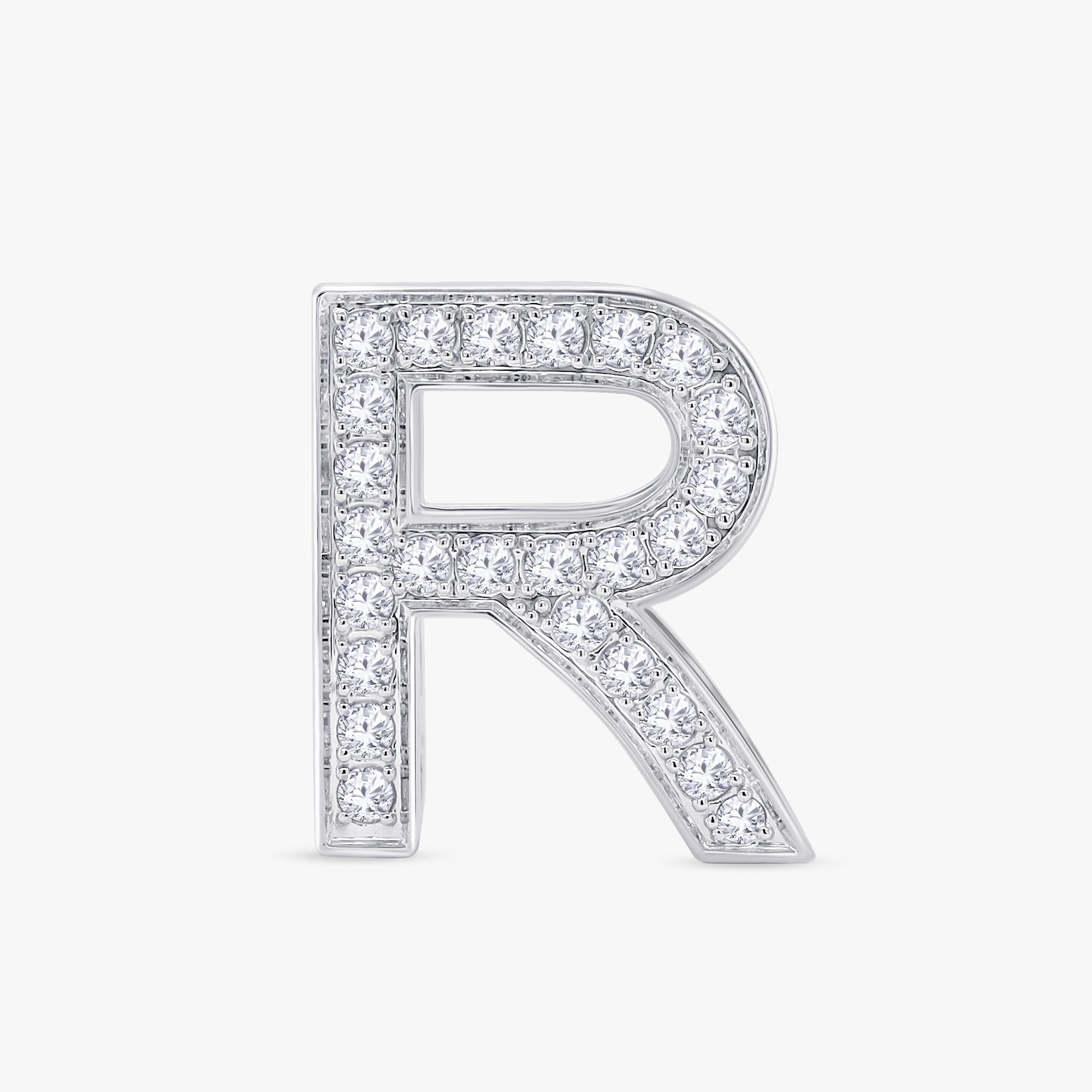 0.85 CTW Round Cut Lab Grown Diamond "R" Letter Pendant