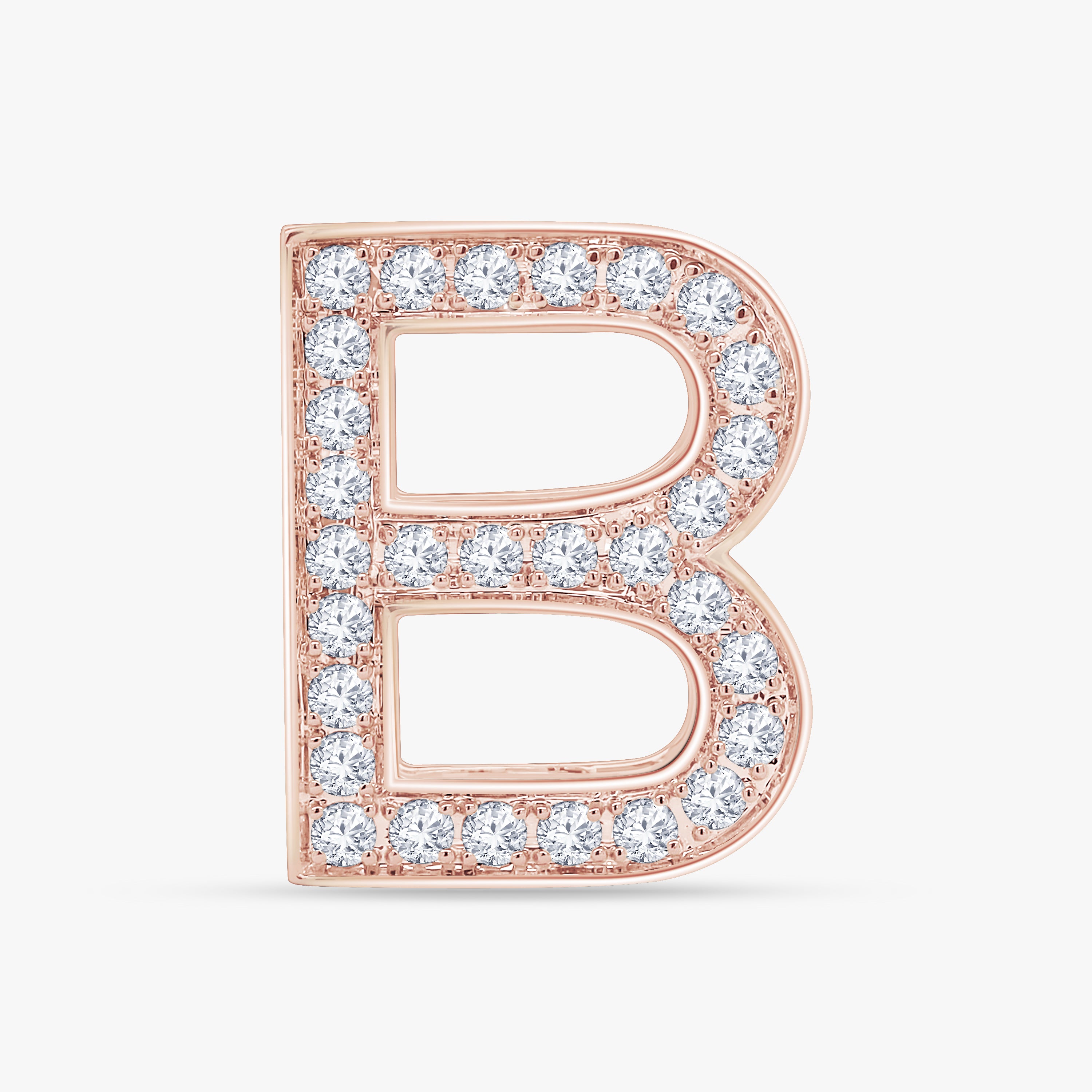 0.85 CTW Round Cut Lab Grown Diamond "B" Letter Pendant
