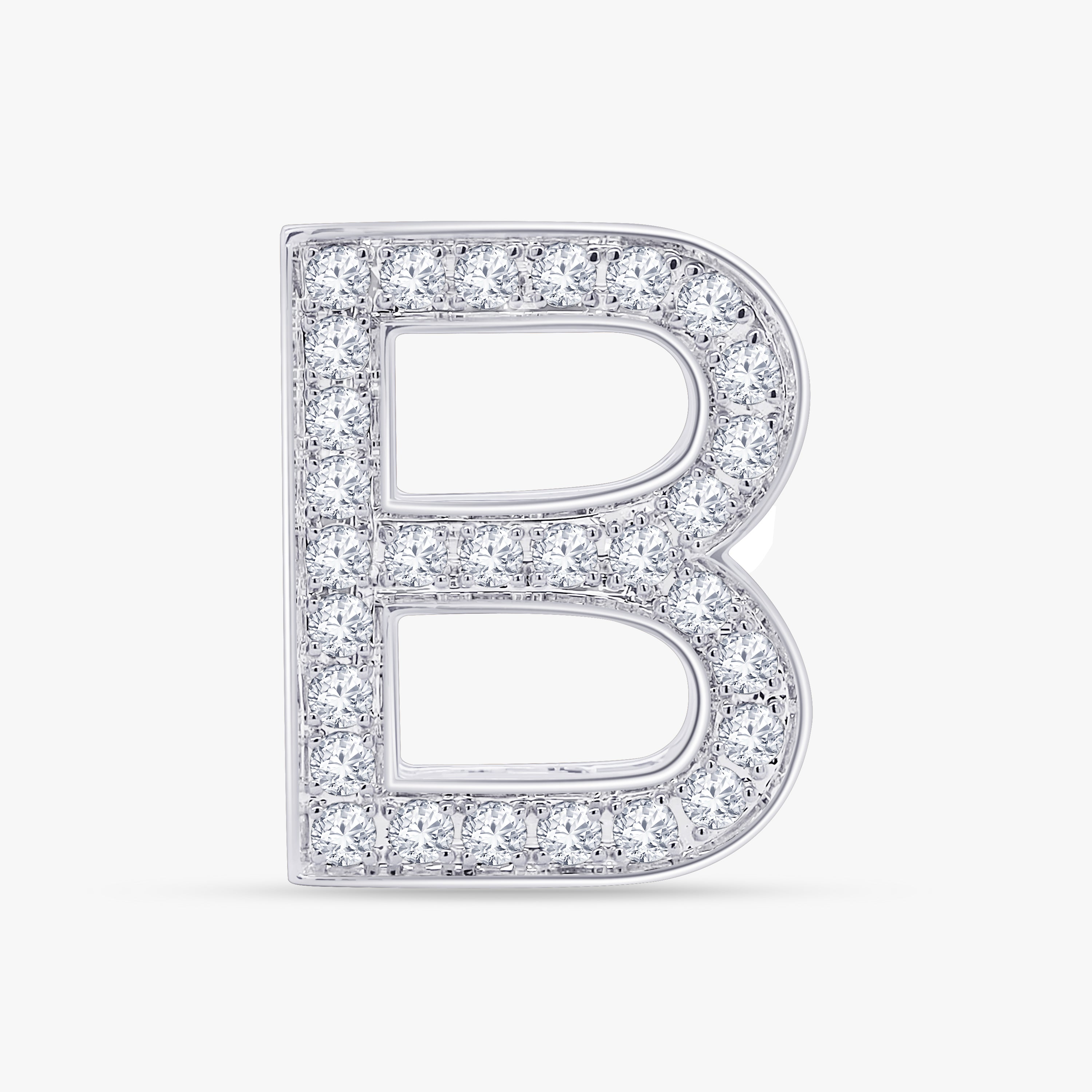 0.85 CTW Round Cut Lab Grown Diamond "B" Letter Pendant