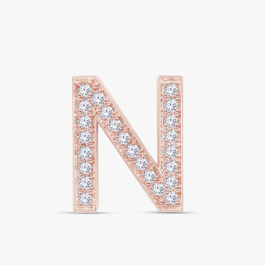 0.84 CTW Round Cut Lab Grown Diamond "N" Letter Pendant