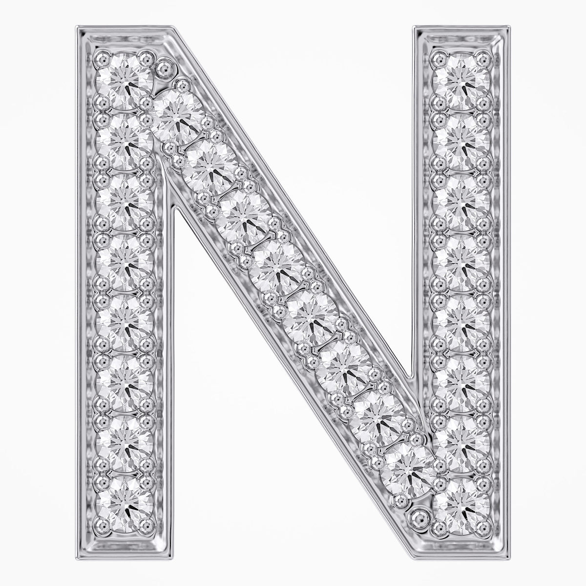 0.85 TCW  Round Cut Lab Grown Diamond "N" Letter Pendant