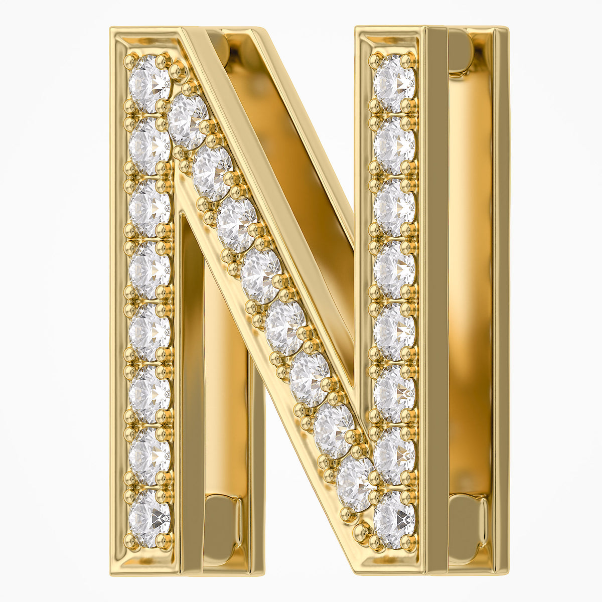 0.85 TCW  Round Cut Lab Grown Diamond "N" Letter Pendant