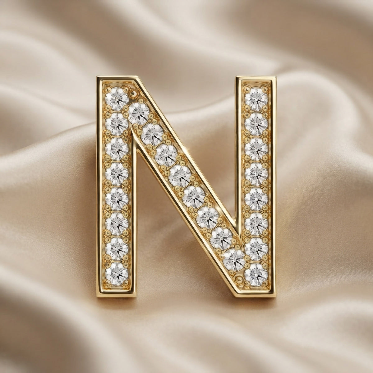 0.85 TCW  Round Cut Lab Grown Diamond "N" Letter Pendant