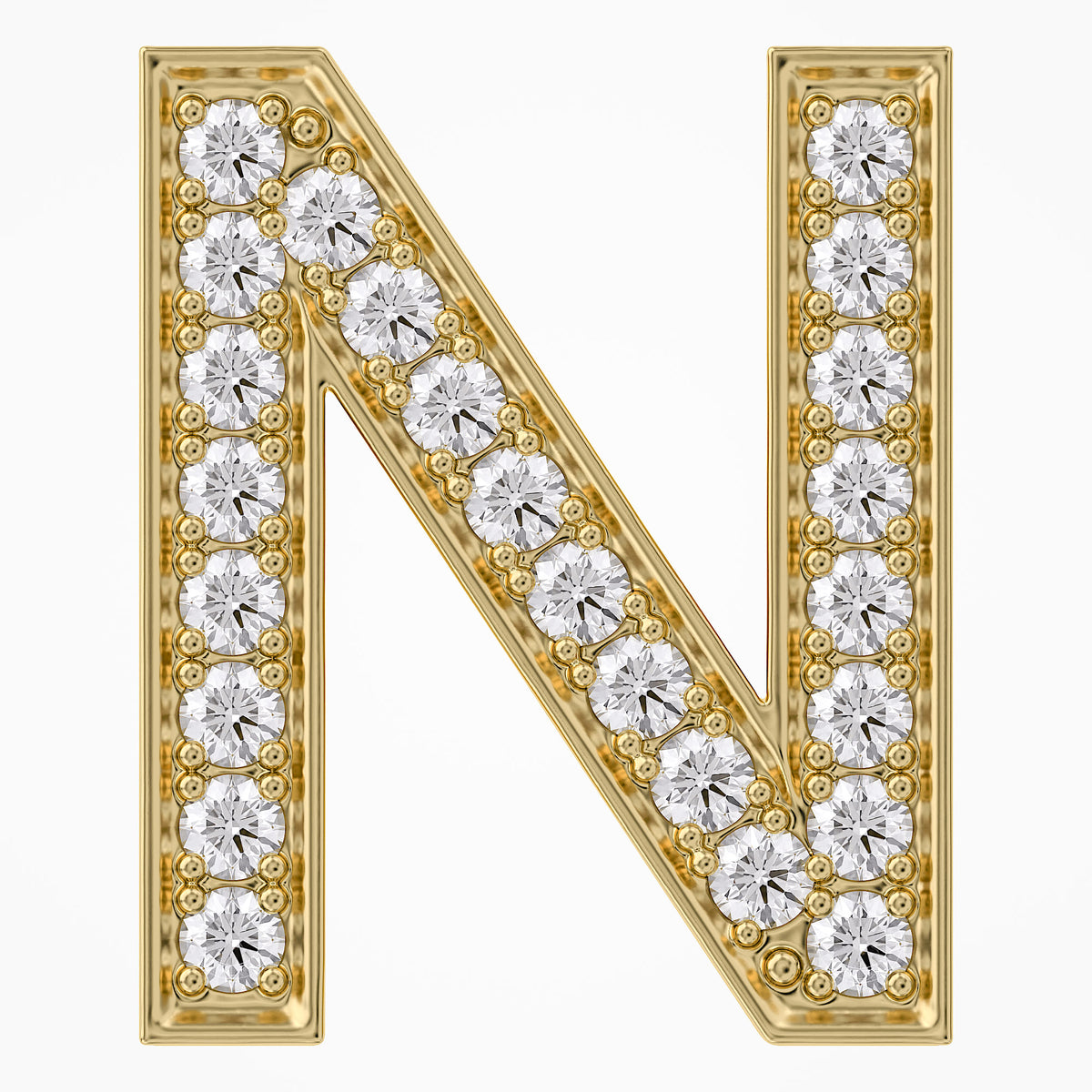 0.85 TCW  Round Cut Lab Grown Diamond "N" Letter Pendant
