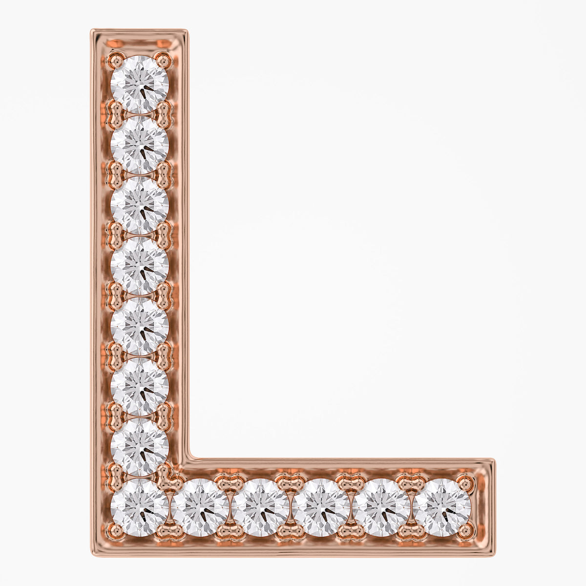 0.85 TCW Round Cut Lab Grown Diamond "L" Letter Pendant