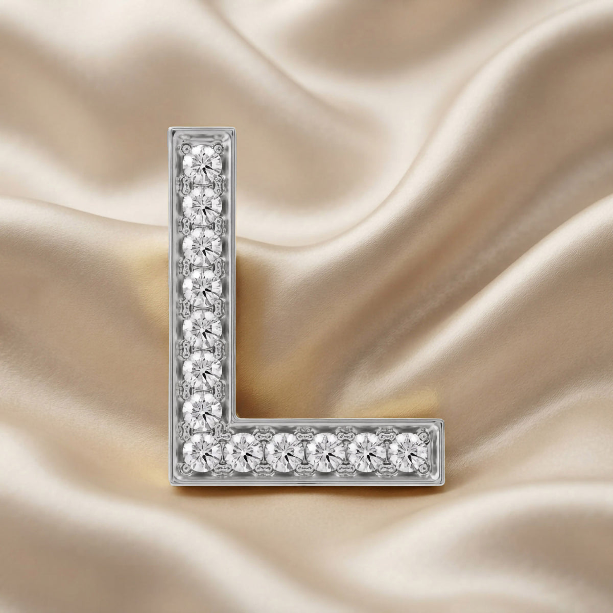 0.85 TCW Round Cut Lab Grown Diamond "L" Letter Pendant