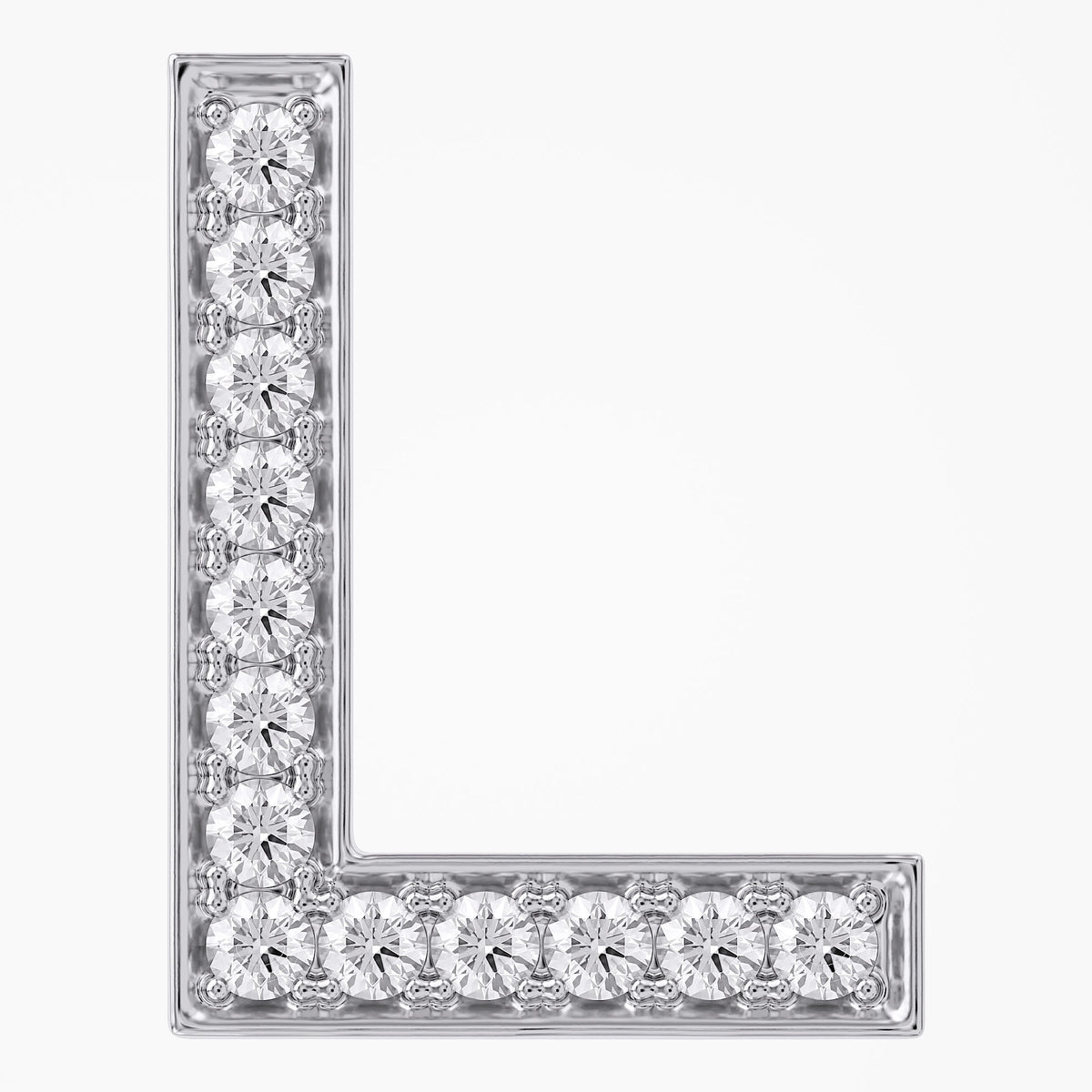 0.85 TCW Round Cut Lab Grown Diamond "L" Letter Pendant