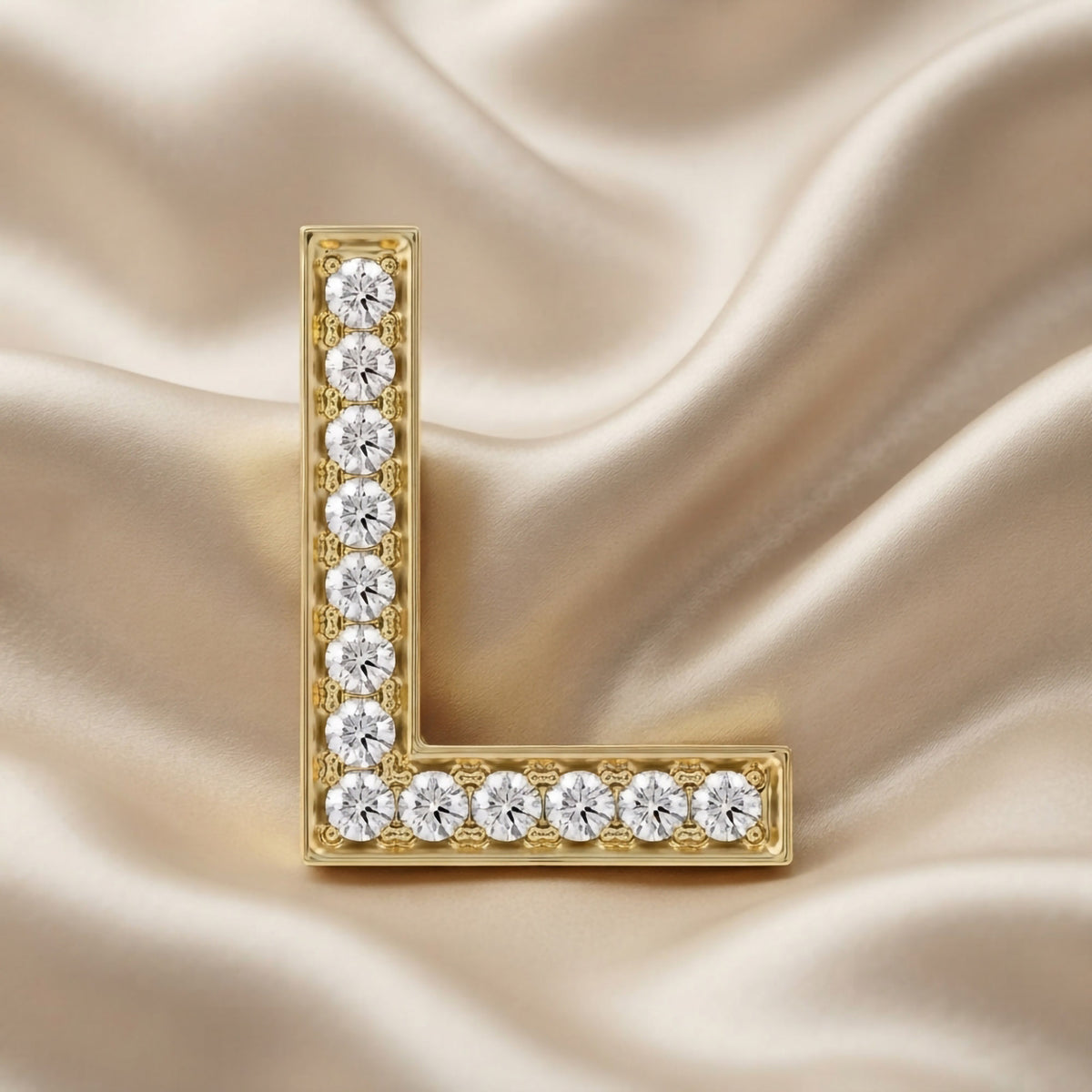 0.85 TCW Round Cut Lab Grown Diamond "L" Letter Pendant