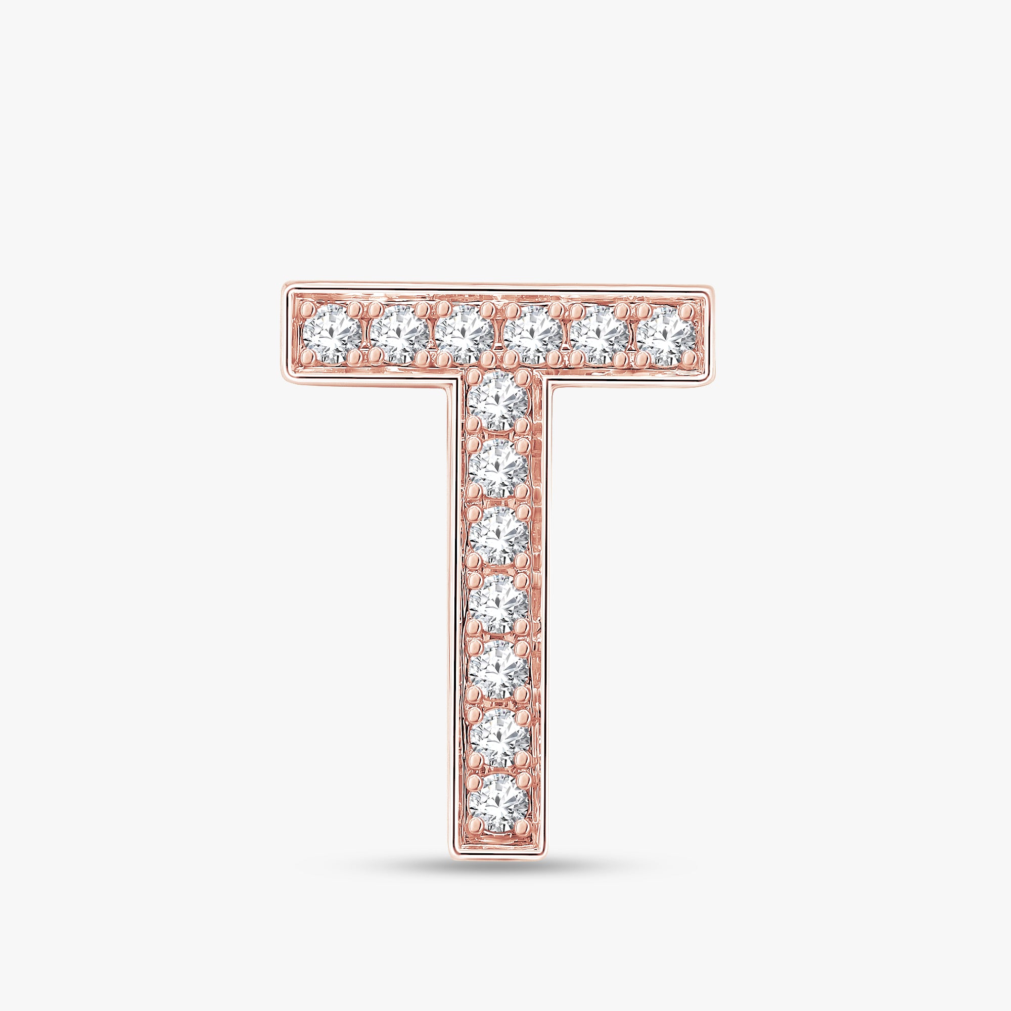 0.45 CTW Round Cut Lab Grown Diamond "T" Letter Pendant
