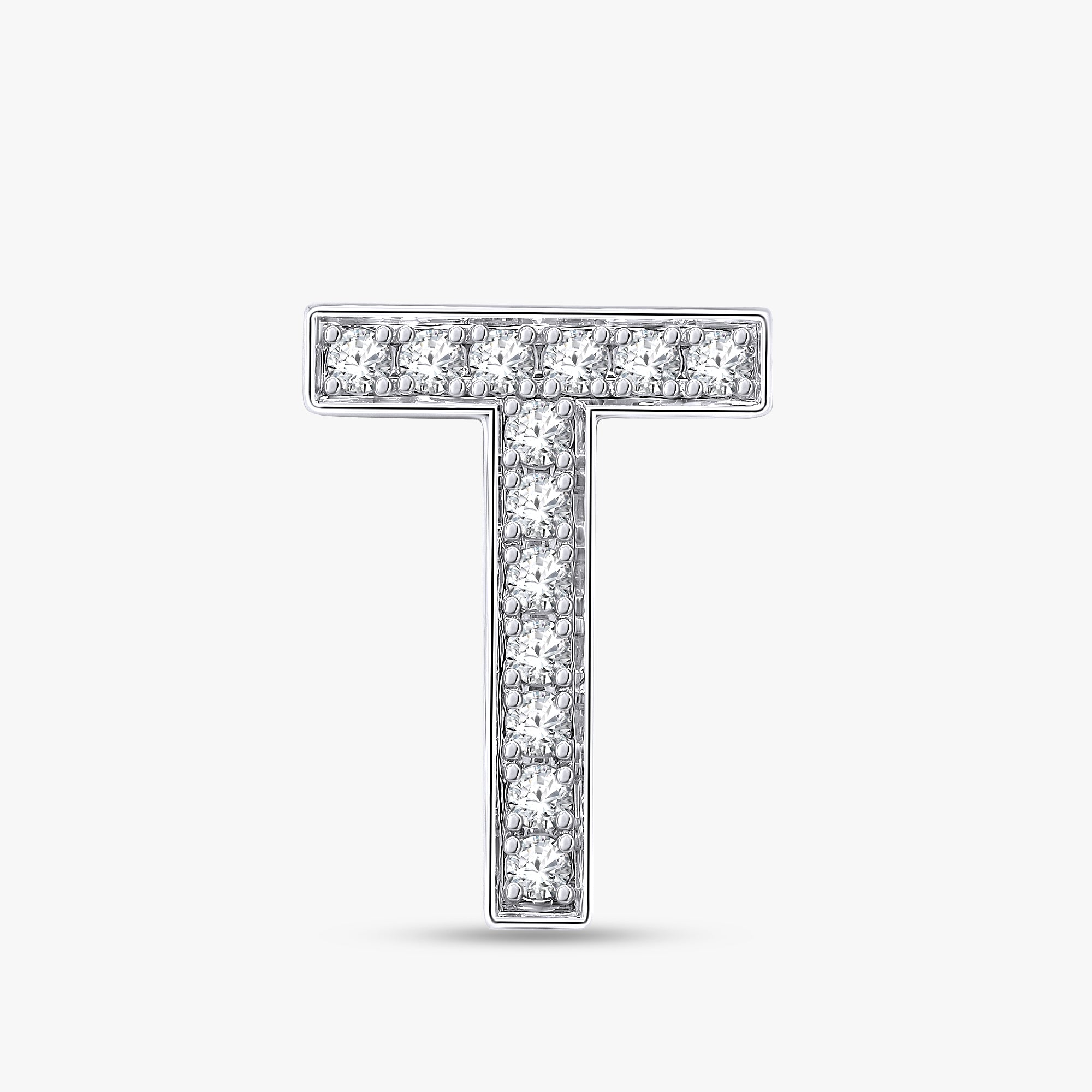 0.45 CTW Round Cut Lab Grown Diamond "T" Letter Pendant