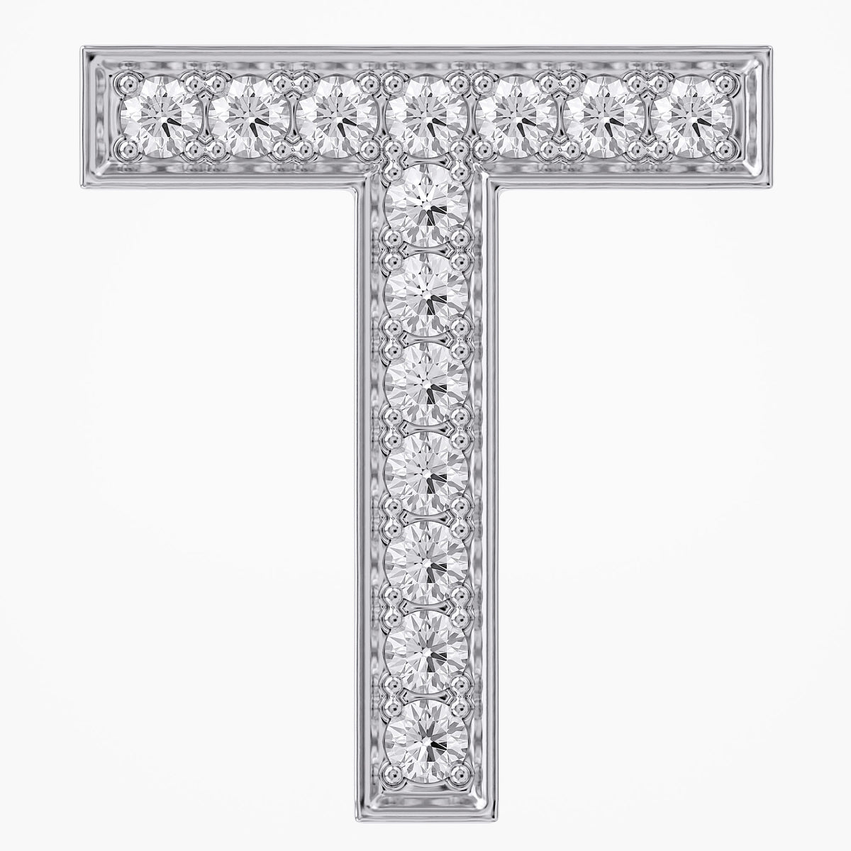 0.45 TCW Round Cut Lab Grown Diamond "T" Letter Pendant