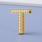 0.45 TCW Round Cut Lab Grown Diamond "T" Letter Pendant