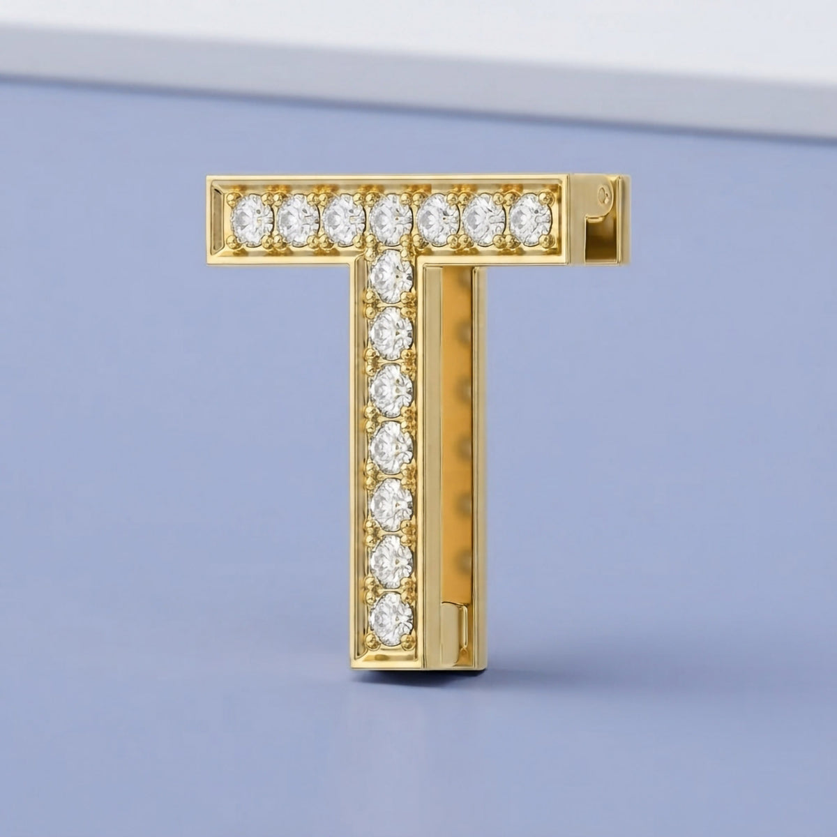 0.45 TCW Round Cut Lab Grown Diamond "T" Letter Pendant