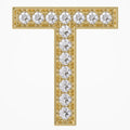 0.45 TCW Round Cut Lab Grown Diamond "T" Letter Pendant