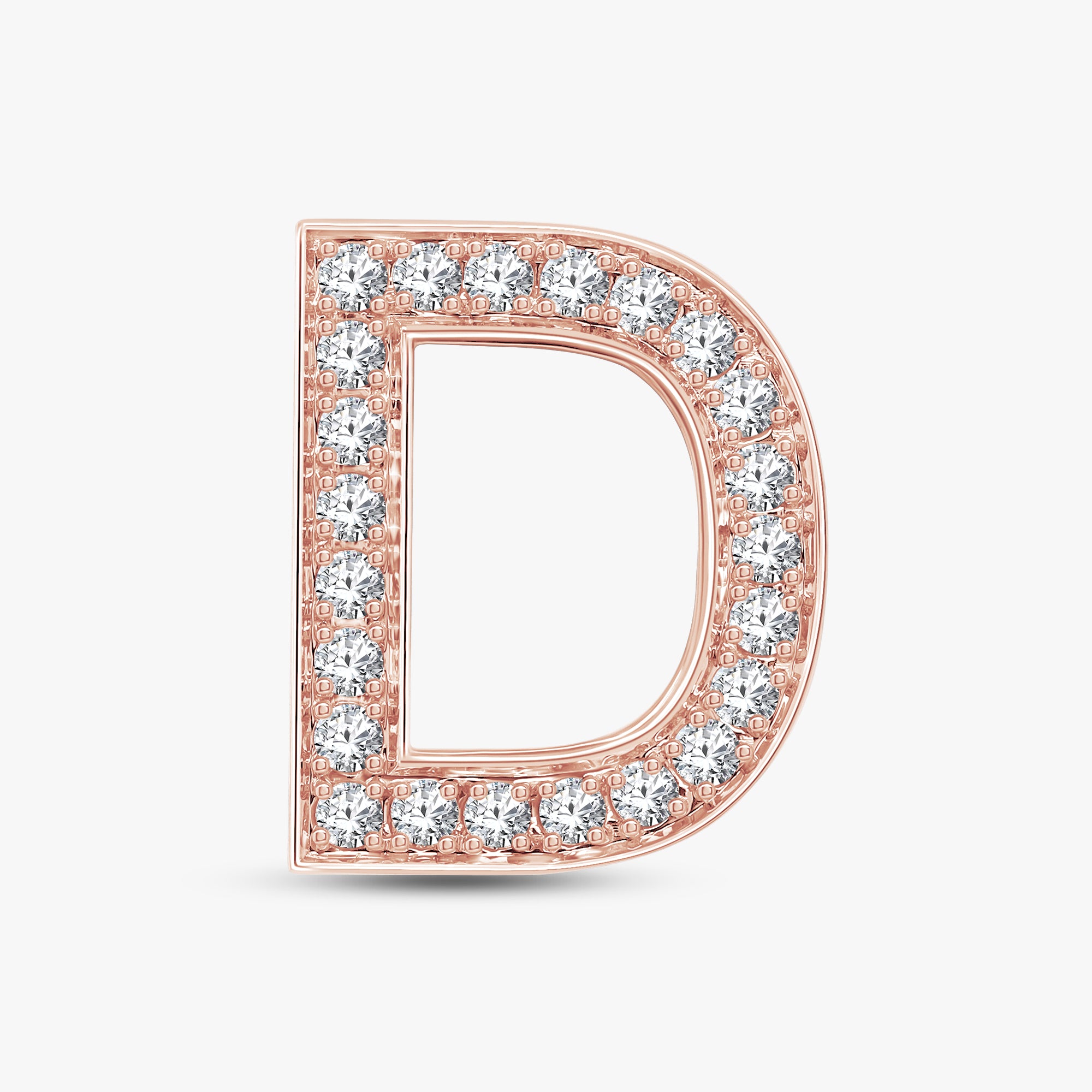 0.80 CTW Round Cut Lab Grown Diamond Round "D" Initial Letter Pendant