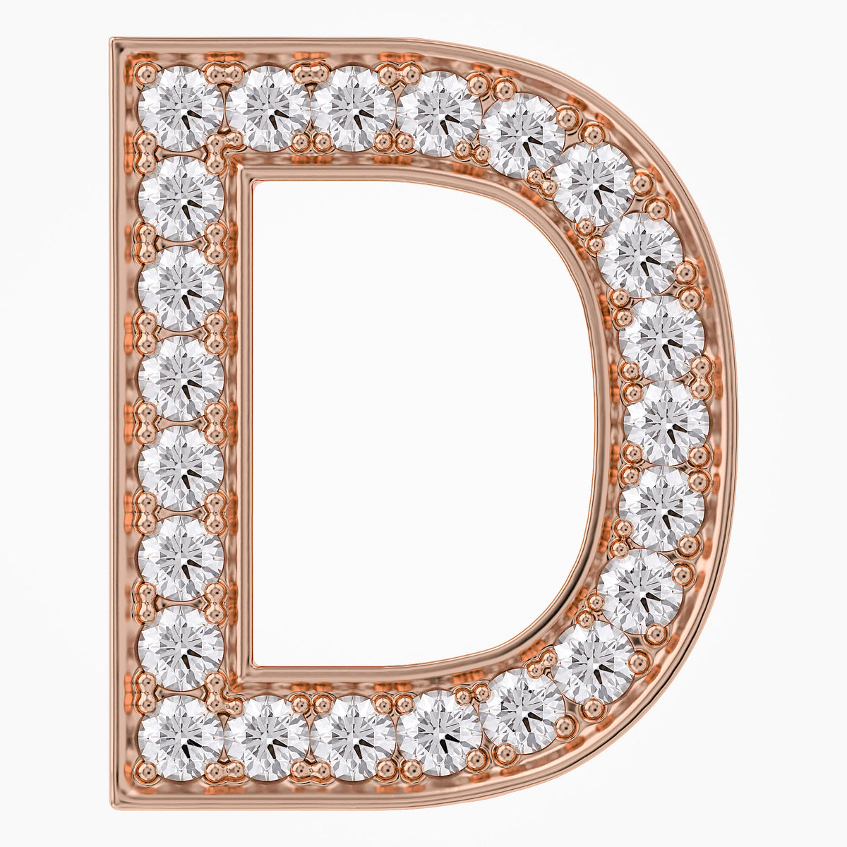 0.8 TCW Round Cut Lab Grown Diamond Round "D" Initial Letter Pendant
