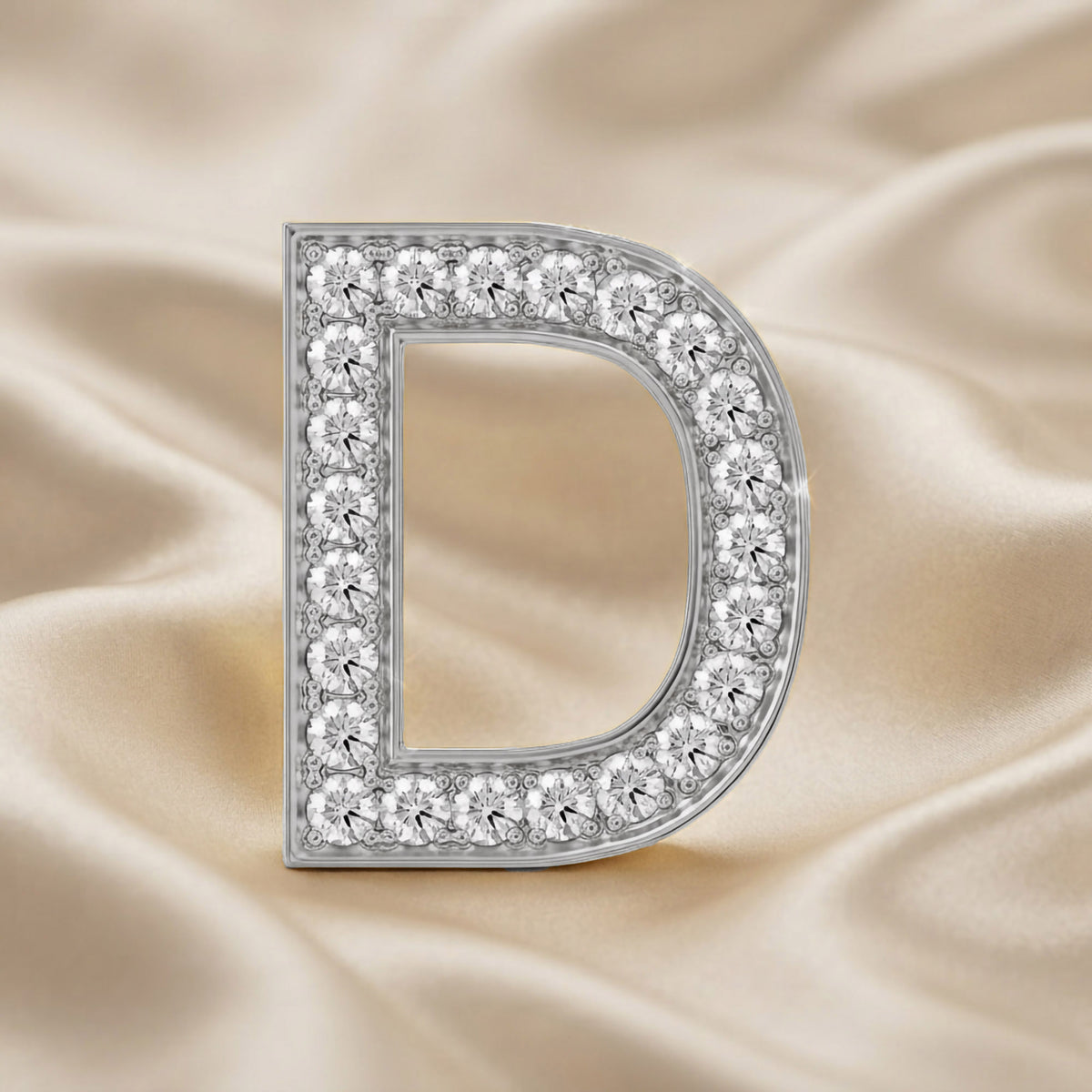 0.8 TCW Round Cut Lab Grown Diamond Round "D" Initial Letter Pendant