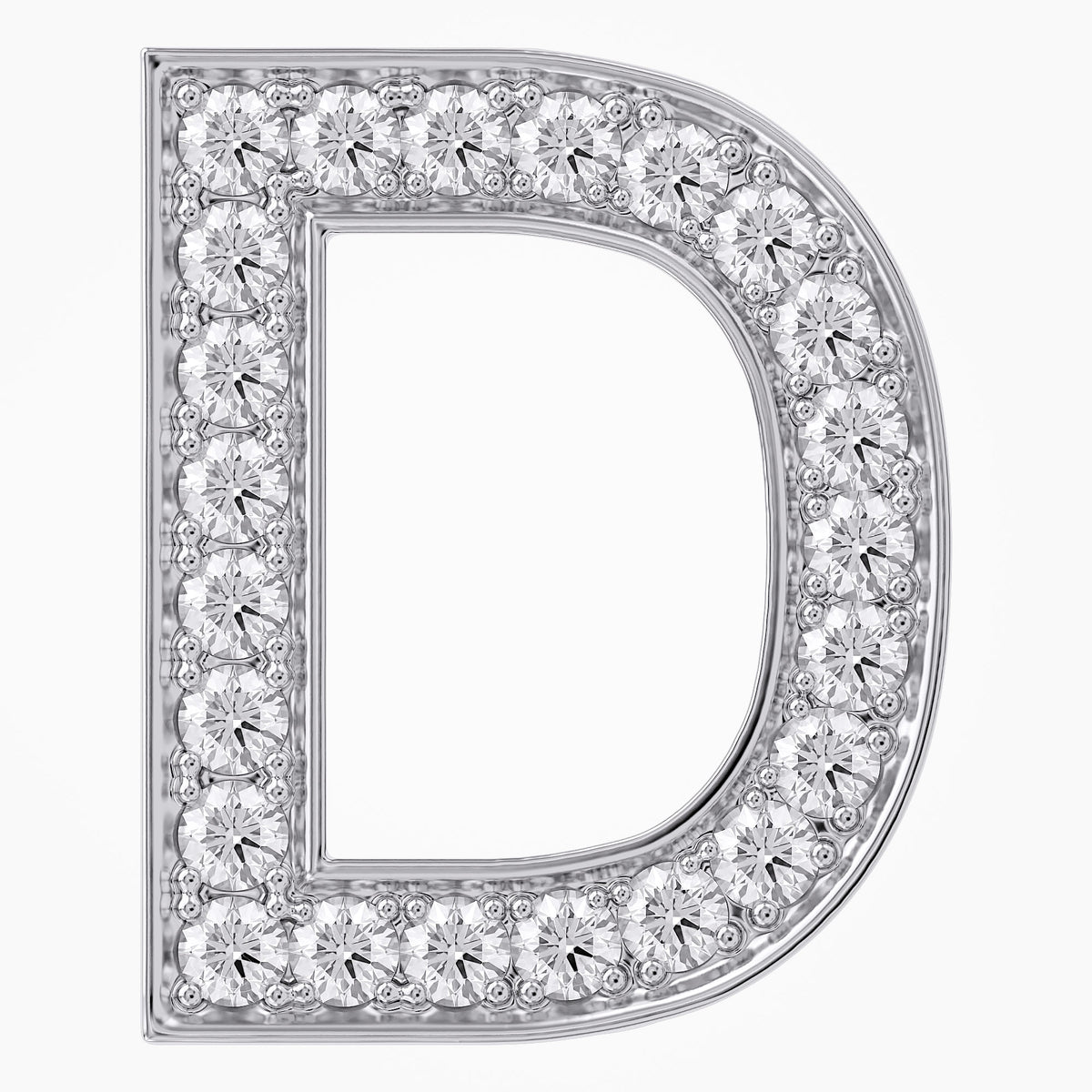 0.8 TCW Round Cut Lab Grown Diamond Round "D" Initial Letter Pendant