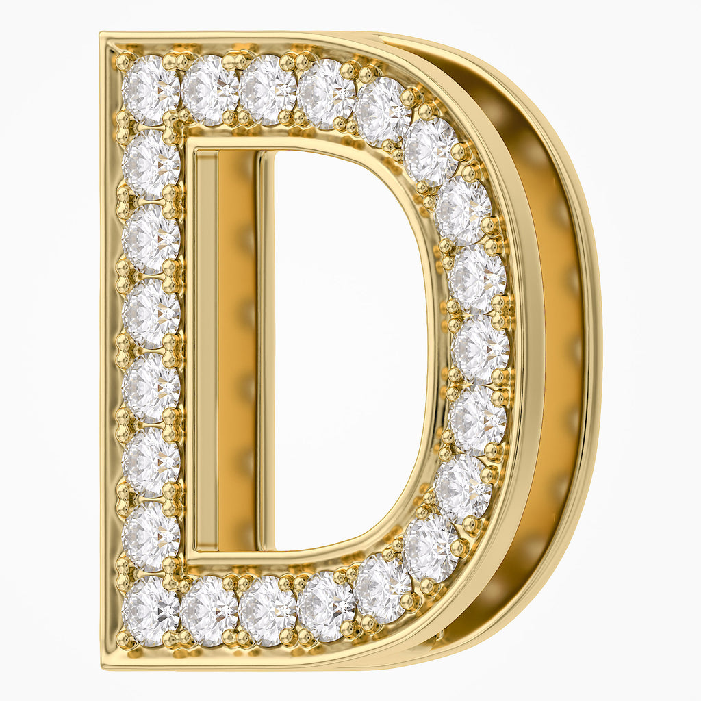 0.8 TCW Round Cut Lab Grown Diamond Round "D" Initial Letter Pendant