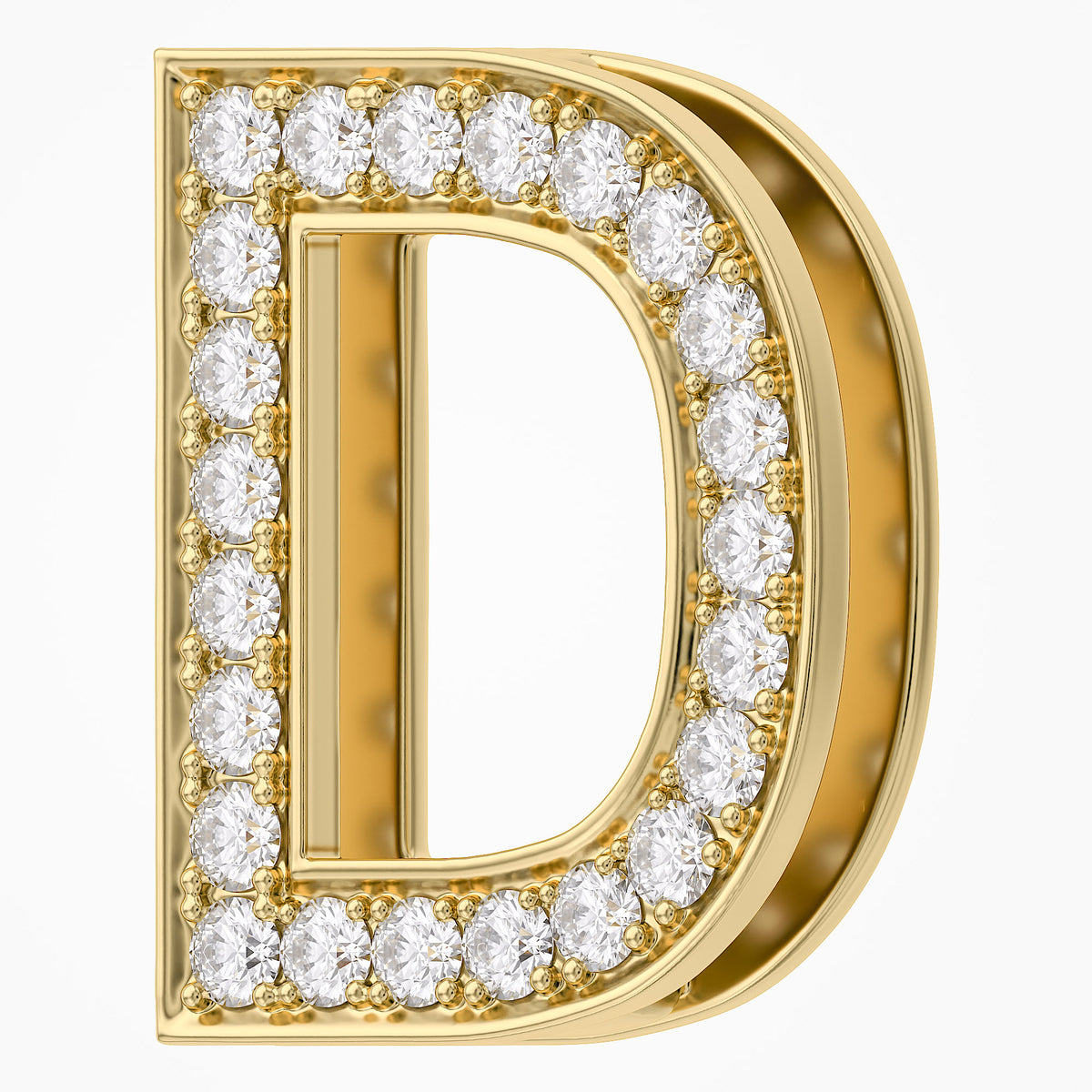 0.8 TCW Round Cut Lab Grown Diamond Round "D" Initial Letter Pendant