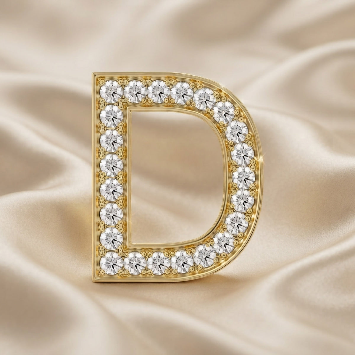 0.8 TCW Round Cut Lab Grown Diamond Round "D" Initial Letter Pendant
