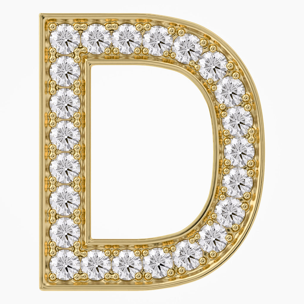 0.8 TCW Round Cut Lab Grown Diamond Round "D" Initial Letter Pendant